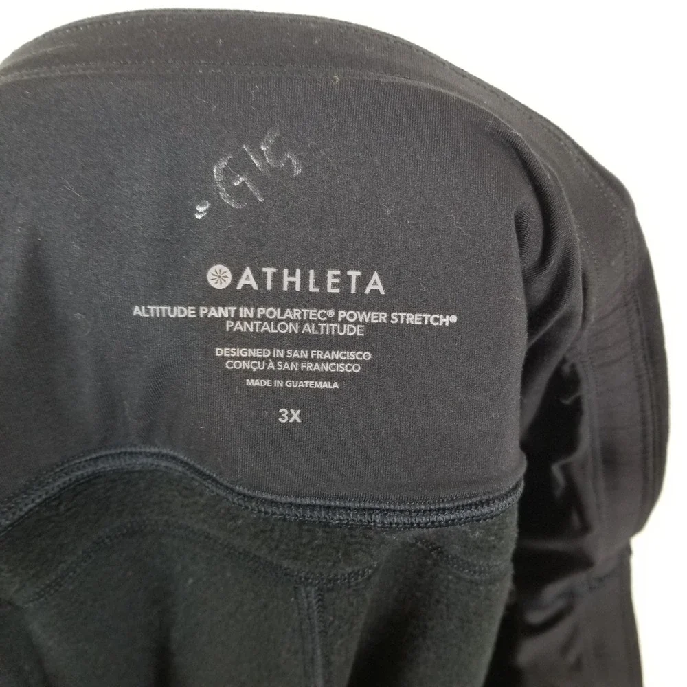 Athleta Altitude Pants Polartec Power‎ Stretch Black Fleece  Plus 3X Pull On